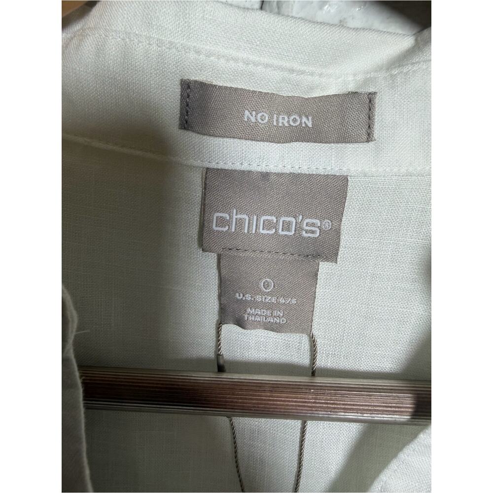 Chico’s No Iron 100% Linen White Button Front Shirt NWT Size Small 4/6 - Picture 7 of 8